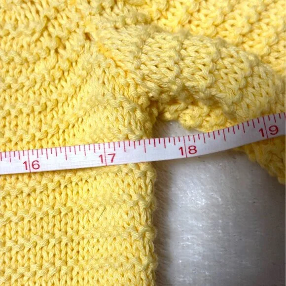 Liz & Co Butter Yellow Knit Sweater P/L Cotton Blend Ribbed Hem Long Sleeve - Picture 4 of 5